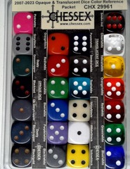 Chessex 2007-2023: Opaque & Translucent: Dice Color Reference Packet: CHX 29961